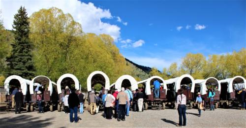 Climbing Onto The Wagons At The Bar T 5 Chuck Wagon Dinner