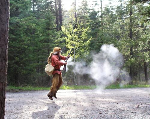 Buckskin Shooting His Black Powder Rifle-2