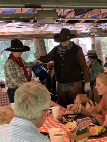 Hot Chocolate And Coffee are Brought Around For Refill As You Eat Our Homemade Chuck Wagon Dinner