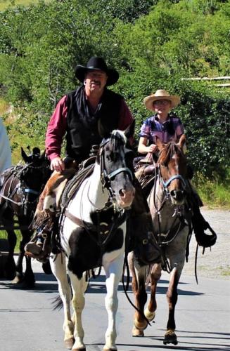 Chris & His Daughter Leading the Wagons